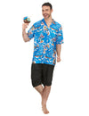 Déguisement touriste Hawaïen pour homme bleu à motifs tropicaux