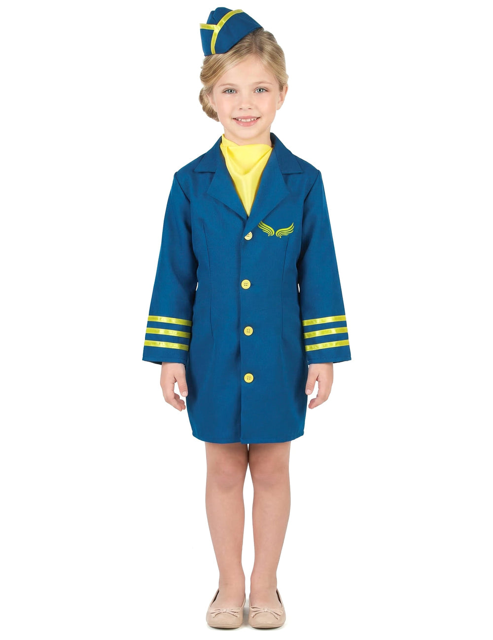 Vue de face du déguisement uniforme hôtesse de l'air