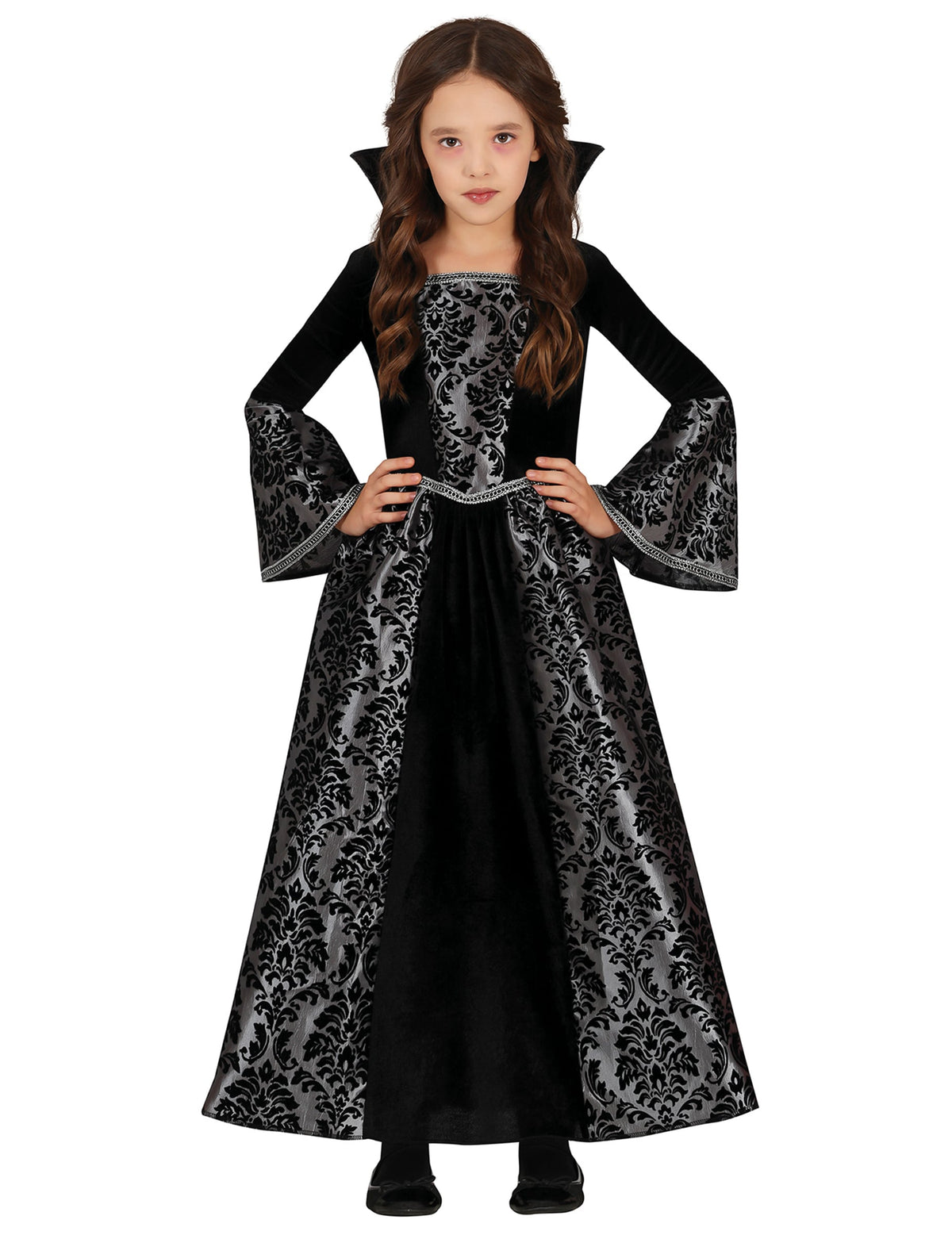 Déguisement de vampire pour fille noir et argent