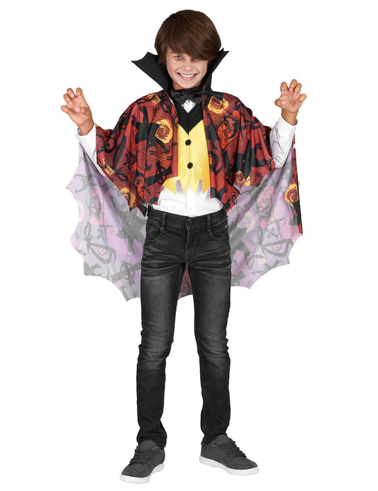 Déguisement de vampire pour garçon jaune et rouge Halloween
