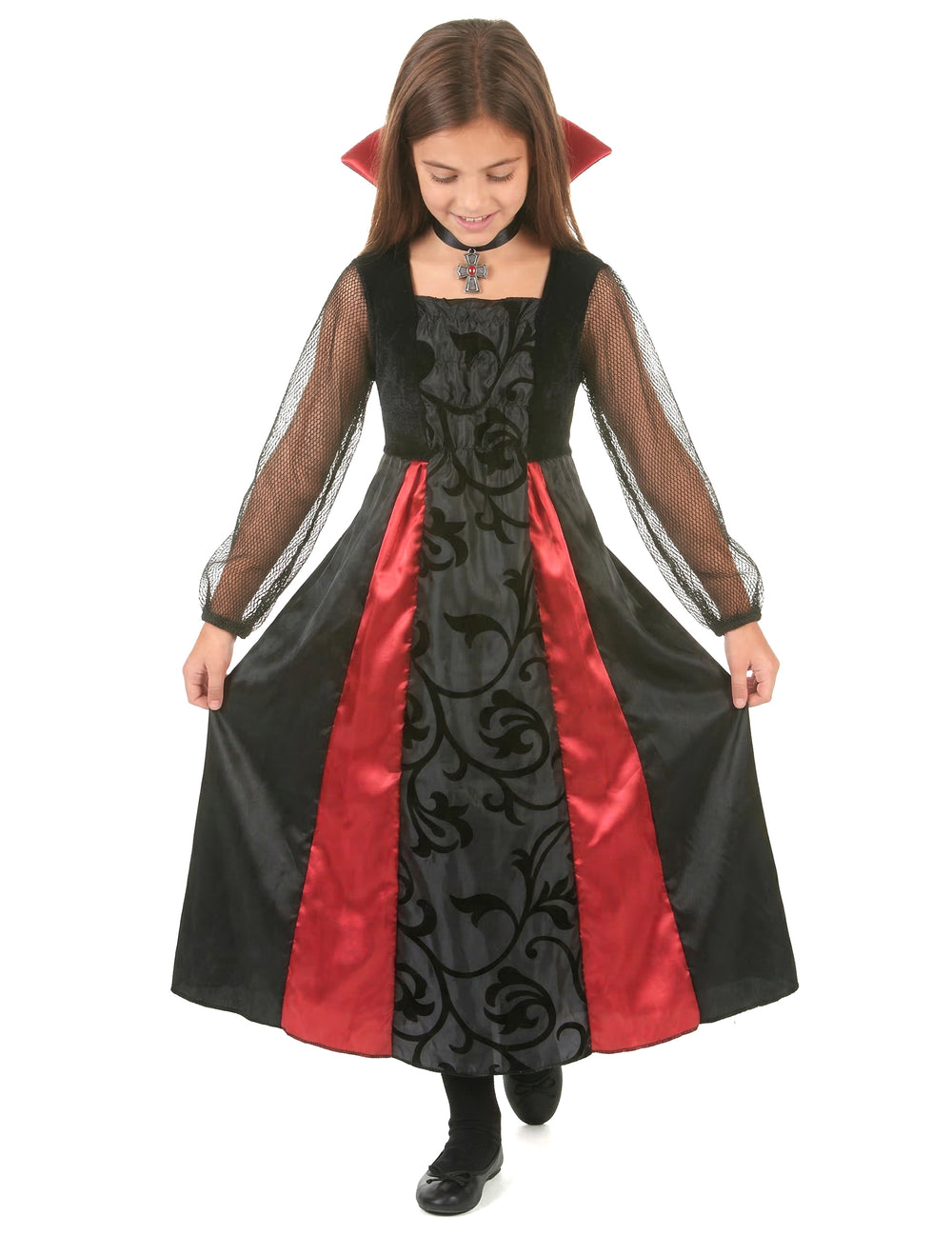 Vue d'ensemble du déguisement vampire satiné pour fille