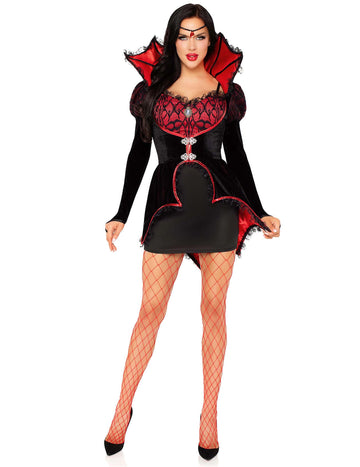 Seksi rdeči in črni vampirski kostum za ženske