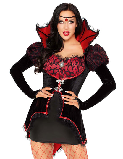 Seksi rdeči in črni vampirski kostum za ženske