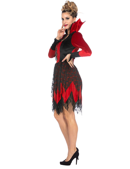 Déguisement vampire velours rouge et noir luxe femme