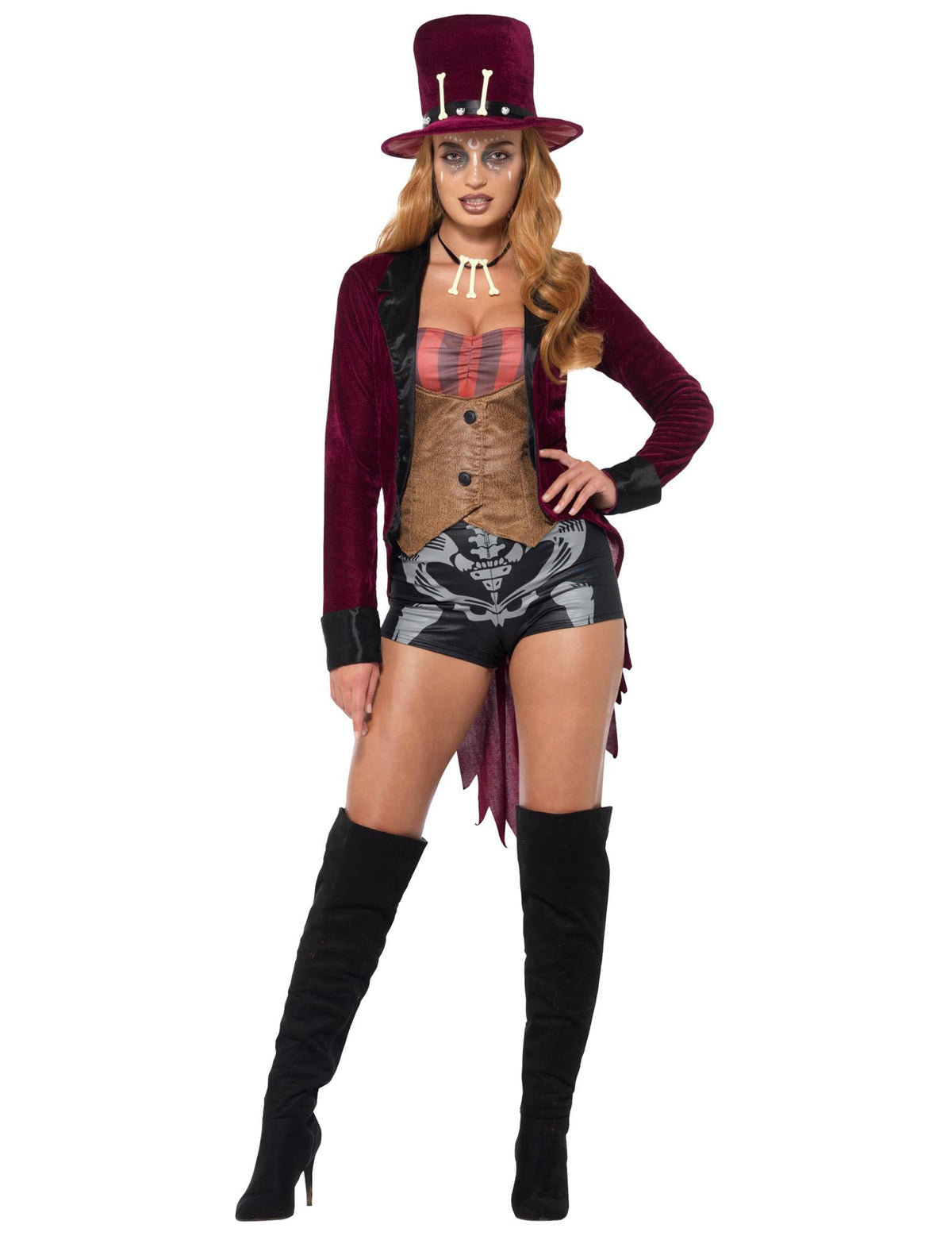 Vue de face du déguisement vaudou sexy pour femme