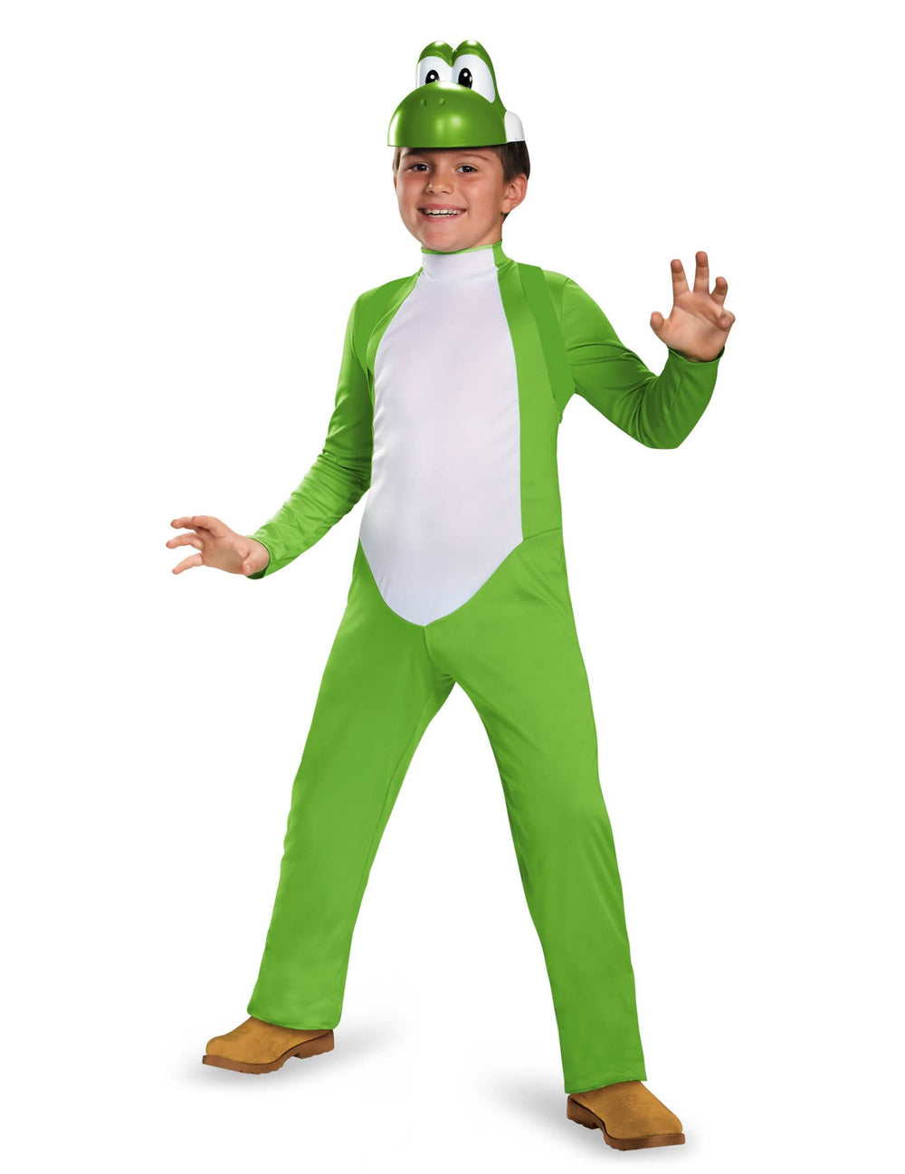 Festivni kostum Yoshi luksuz Super Mario za otroka zelena in bela s pokrivalom