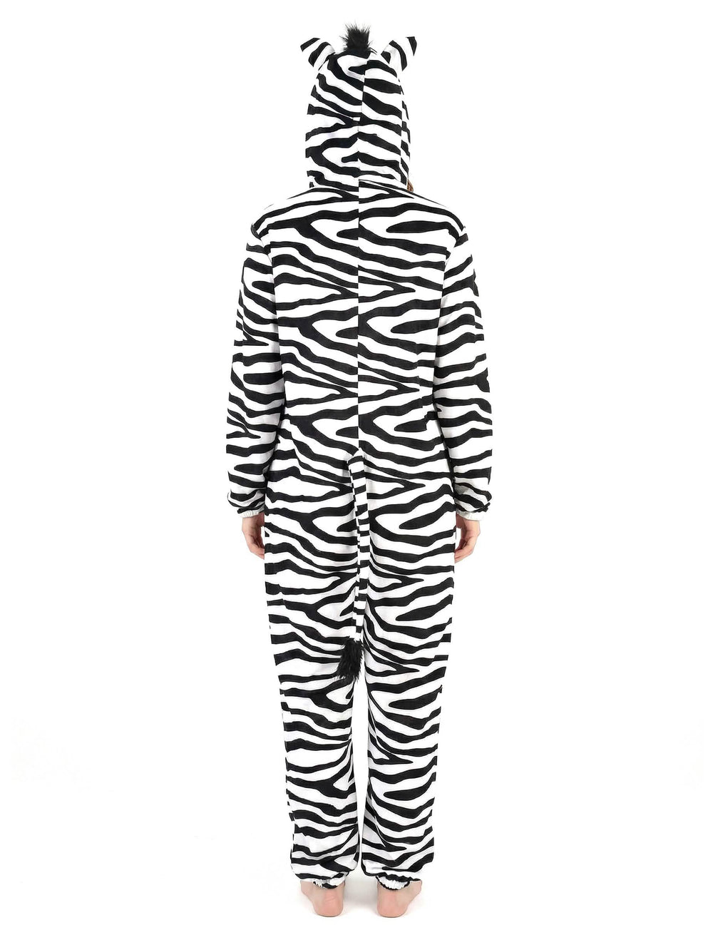 Pogled od zadaj na ženski kostum zebra