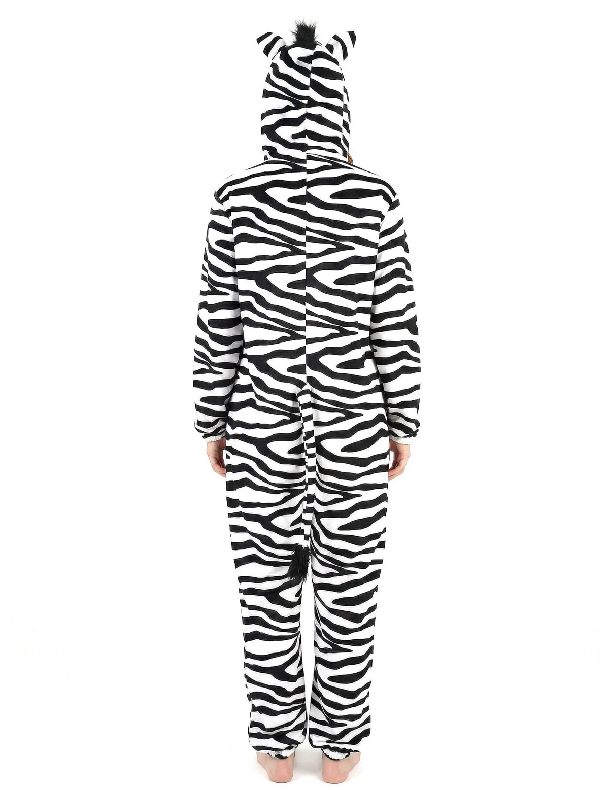 Pogled od zadaj na ženski kostum zebra