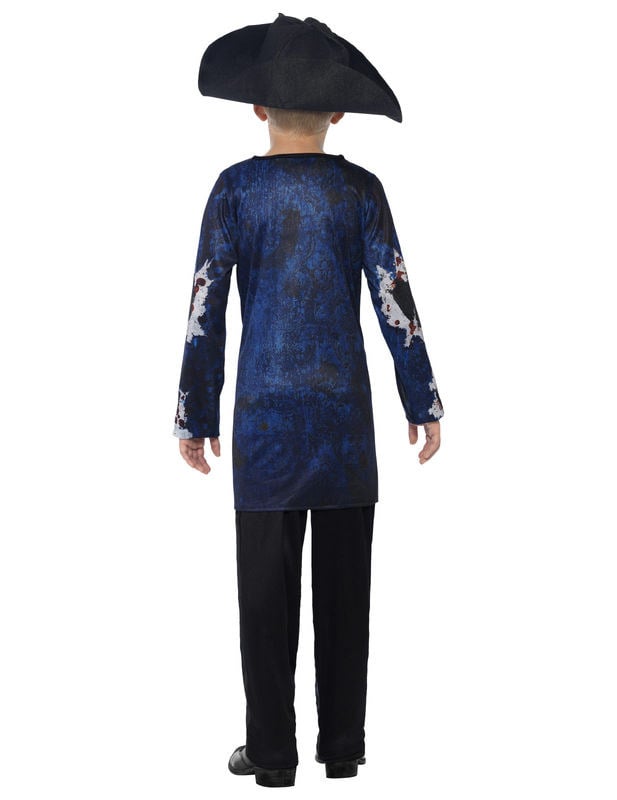 Pogled zadaj na piratski zombijski kostum za fante