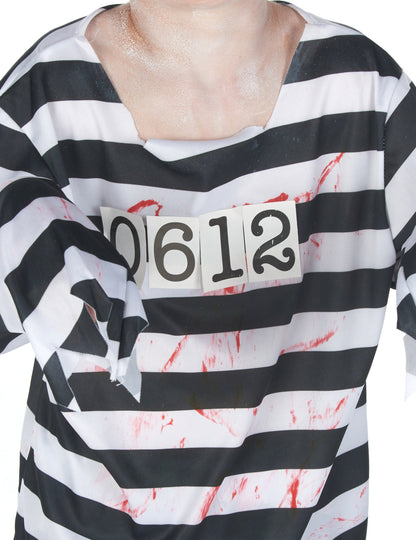 Kratka slika števila zapornika in madežev krvi maske za Halloween v slogu zapornika zombi za fante