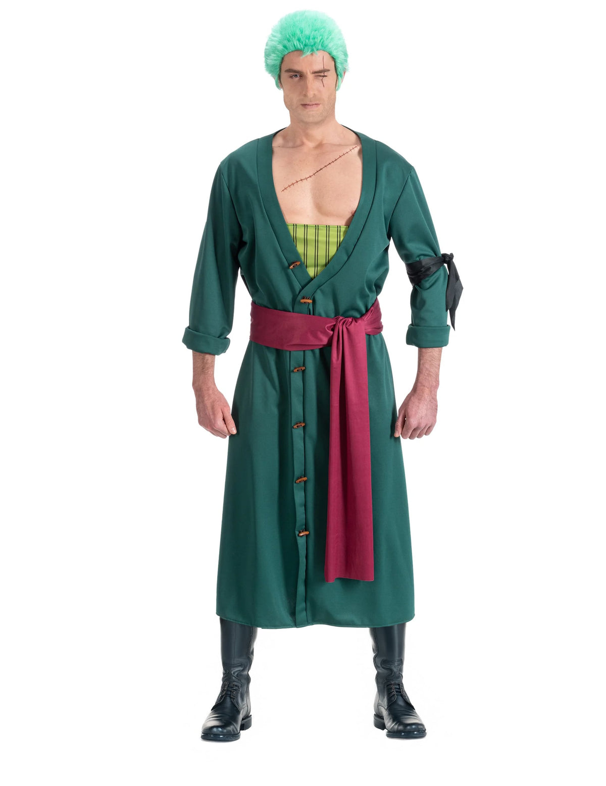 Déguisement Zoro One Piece™ pour adulte vert avec ceinture bordeaux