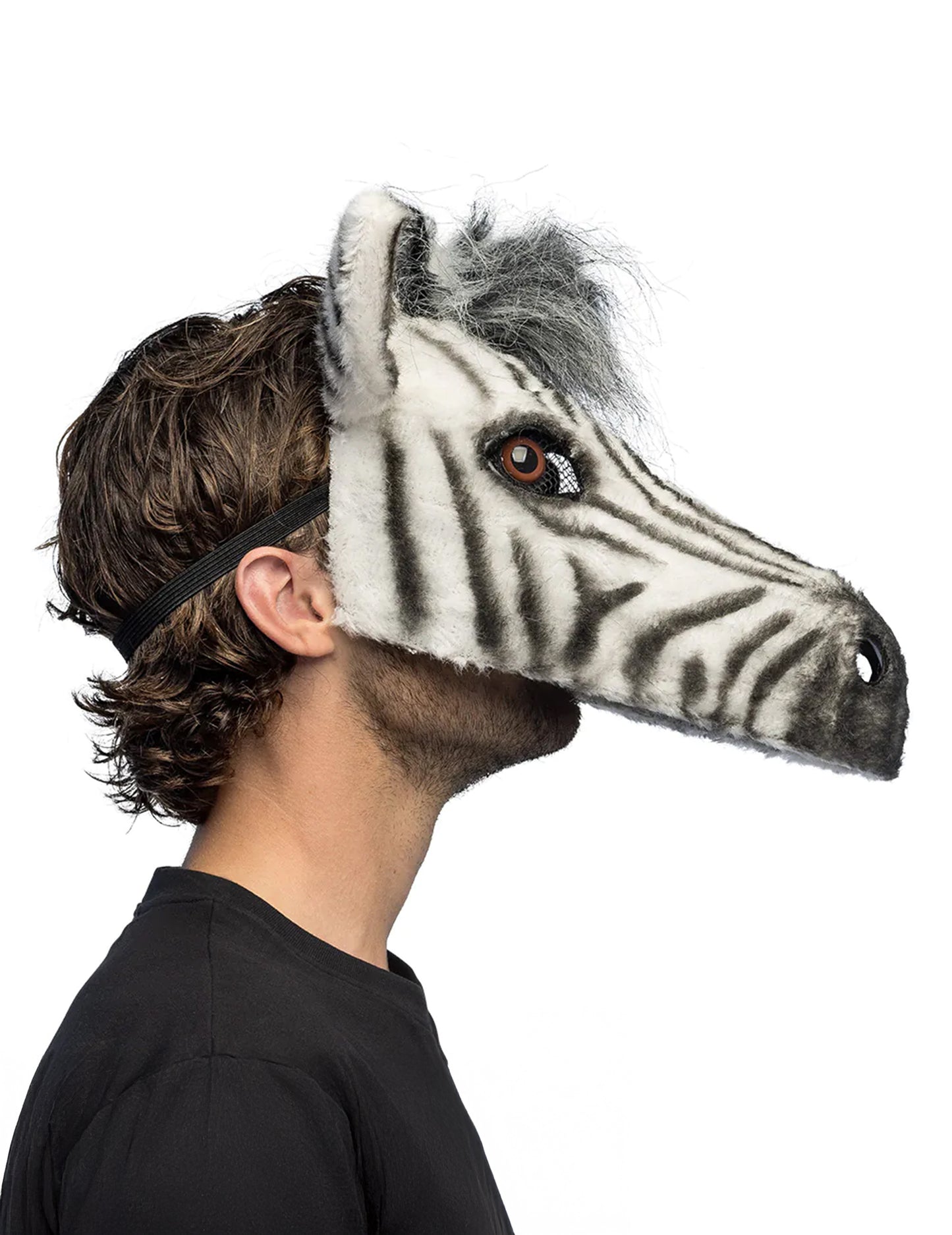 Polovična maska iz pliša zebra za odrasle 