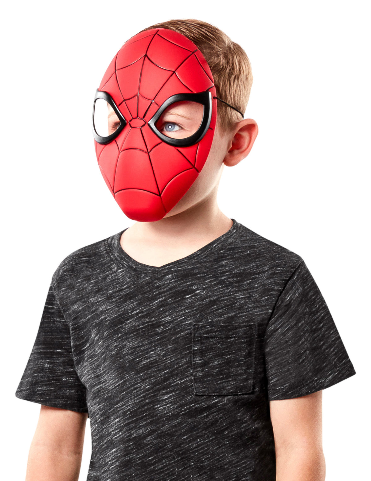 Vue de profil du demi-masque Spiderman pour enfant