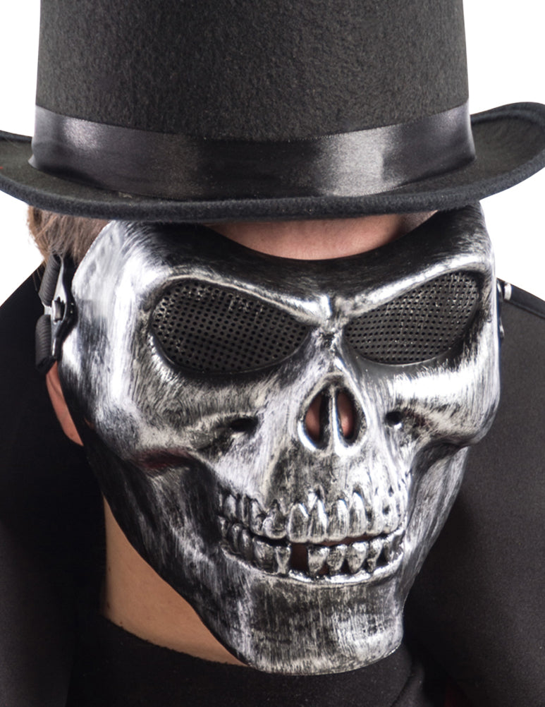 Half Mask Skeleton Silver Adult