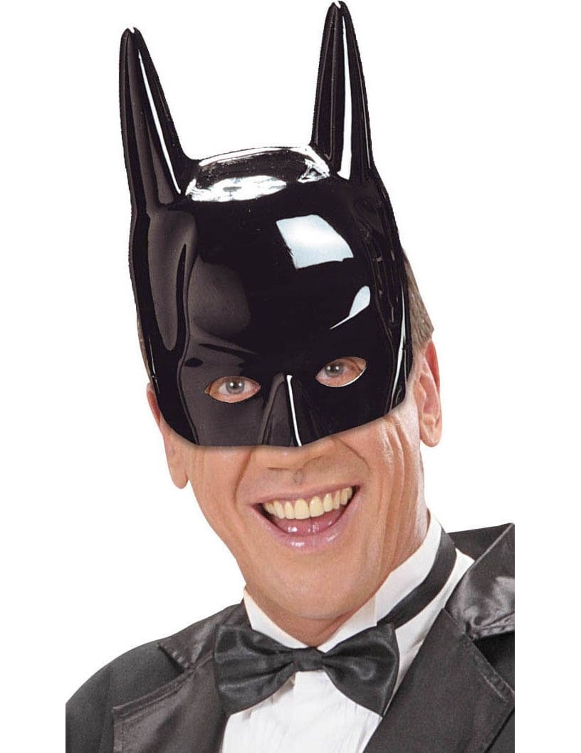 Demi masque super chauve-souris pour adulte noir brillant
