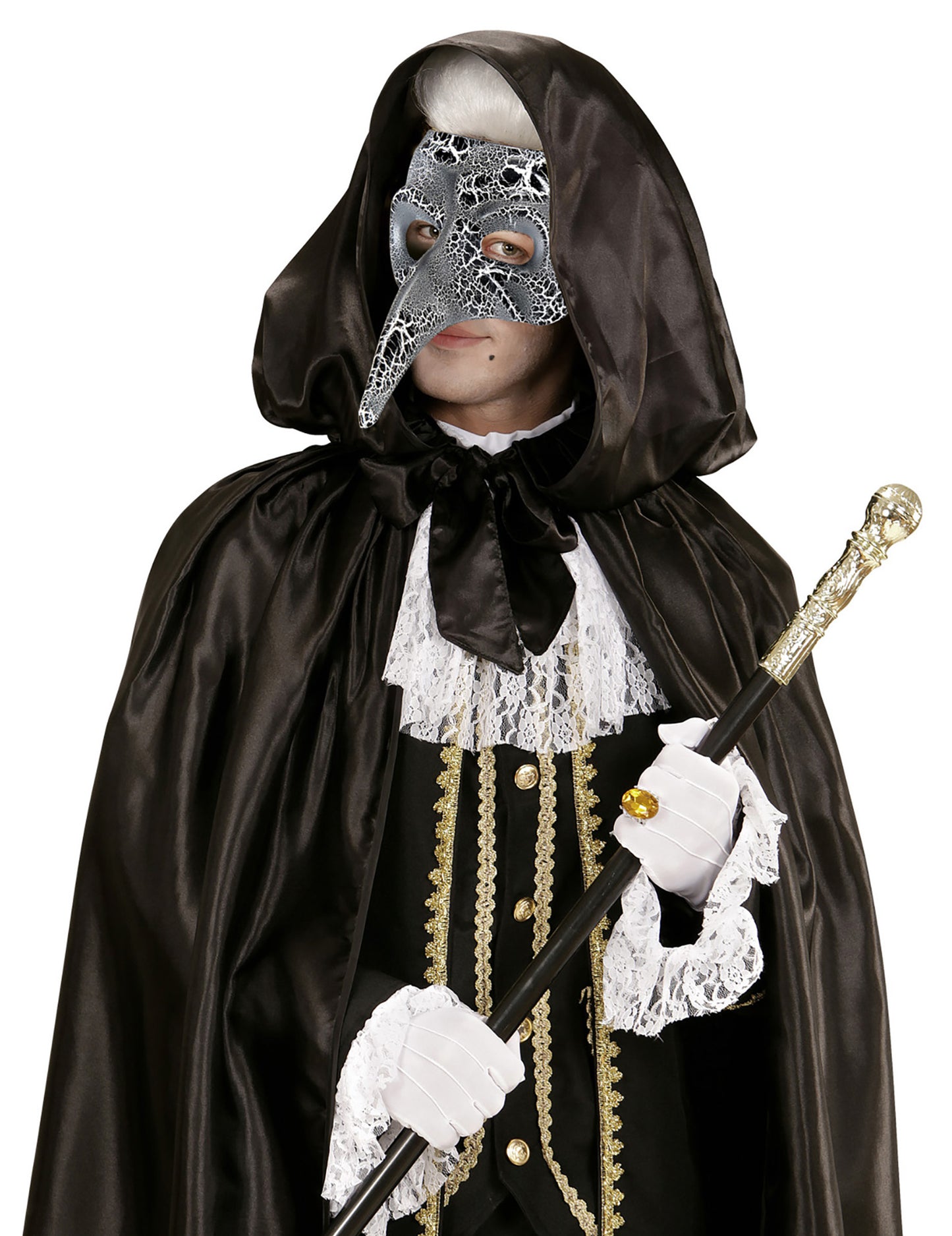 Beneška polmaska za odrasle z dolgim nosom in razpokanim učinkom