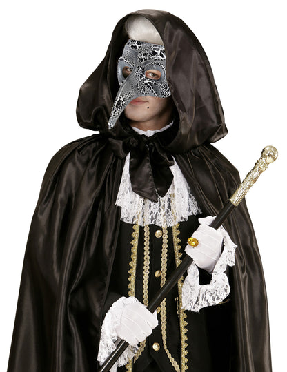 Beneška polmaska za odrasle z dolgim nosom in razpokanim učinkom