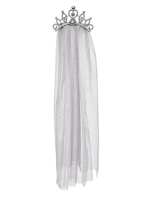 Vue d'ensemble du diadème avec voile de mariée
