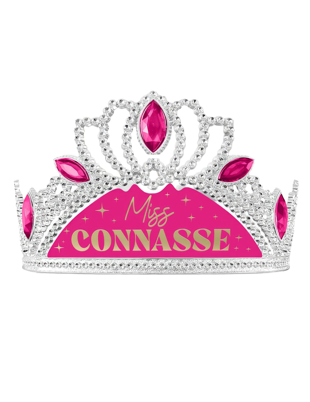Diadème humoristique Miss Connasse pour femme argenté et rose