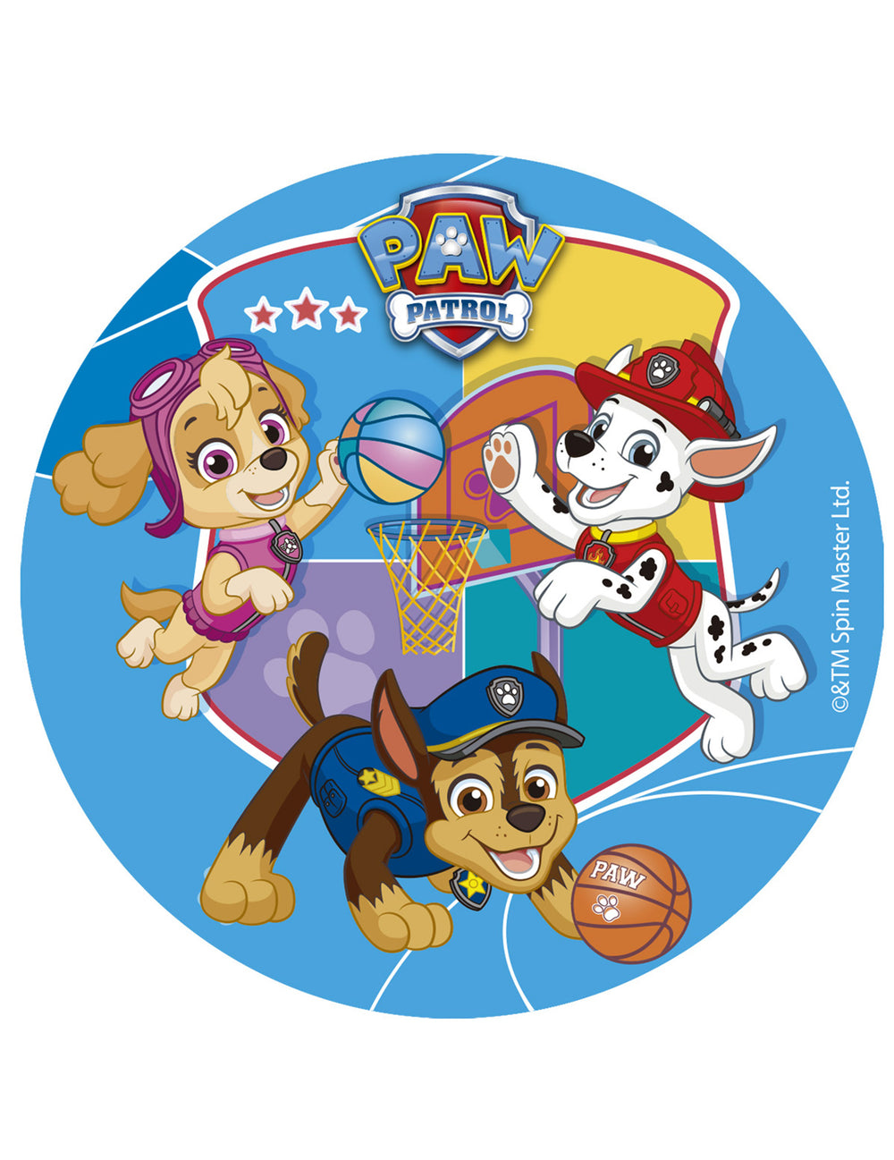 Disque azyme Pat Patrouille pour enfant bleu avec Chase Marcus et Stella