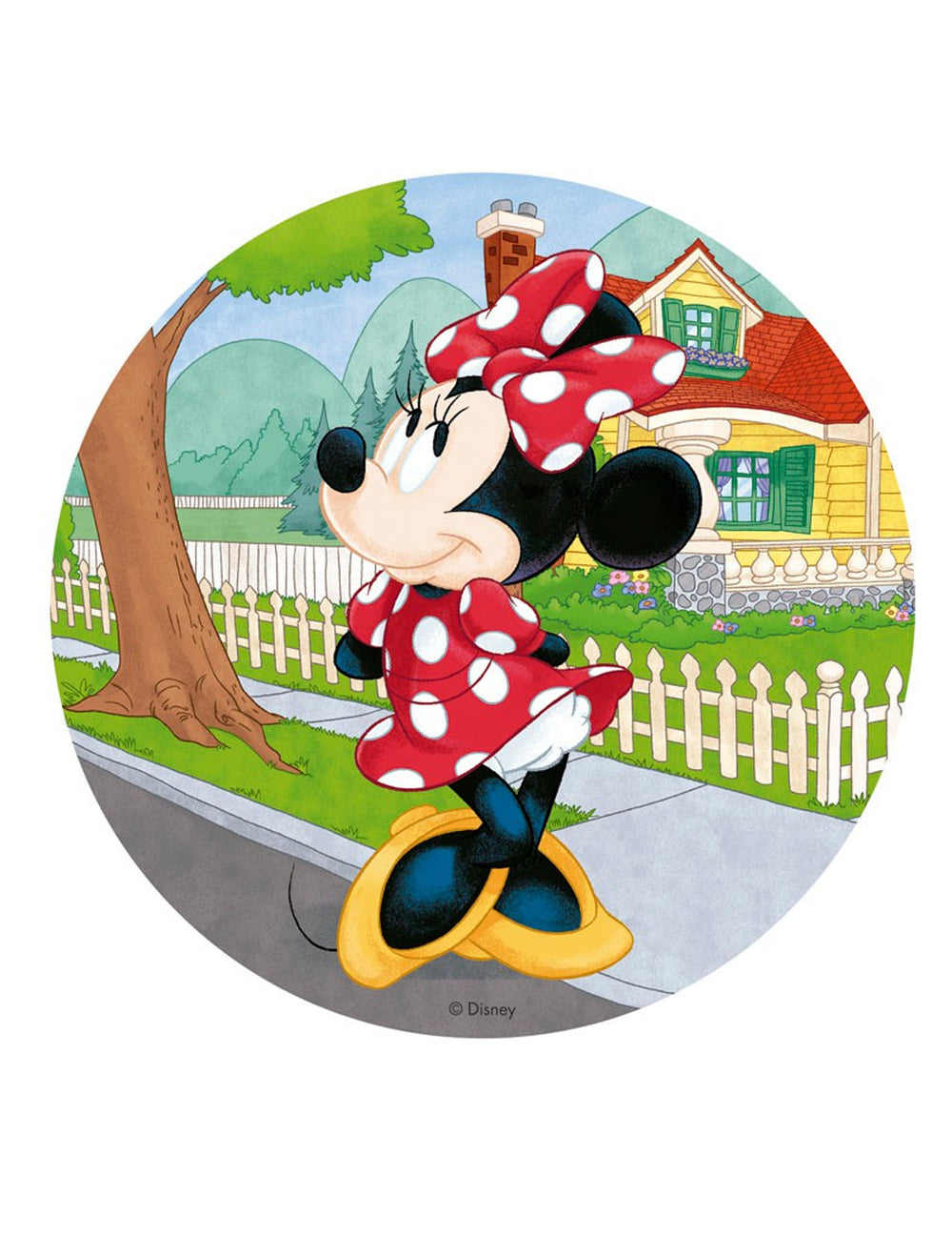 Disque en azyme Minnie pour enfant rouge à pois blancs