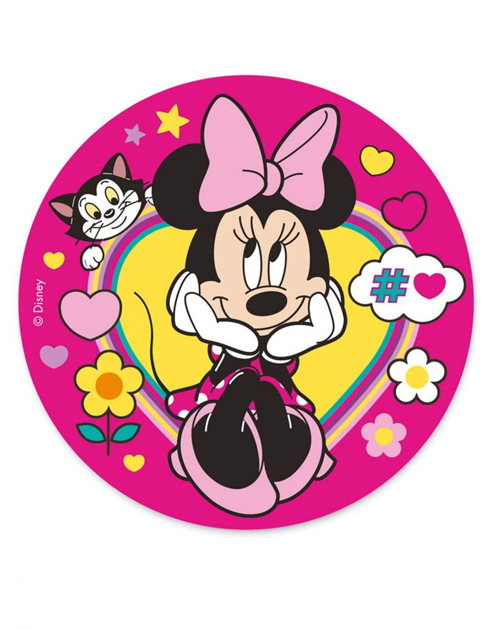 Minnie roza disket iz oblata z motivi srčkov in rož