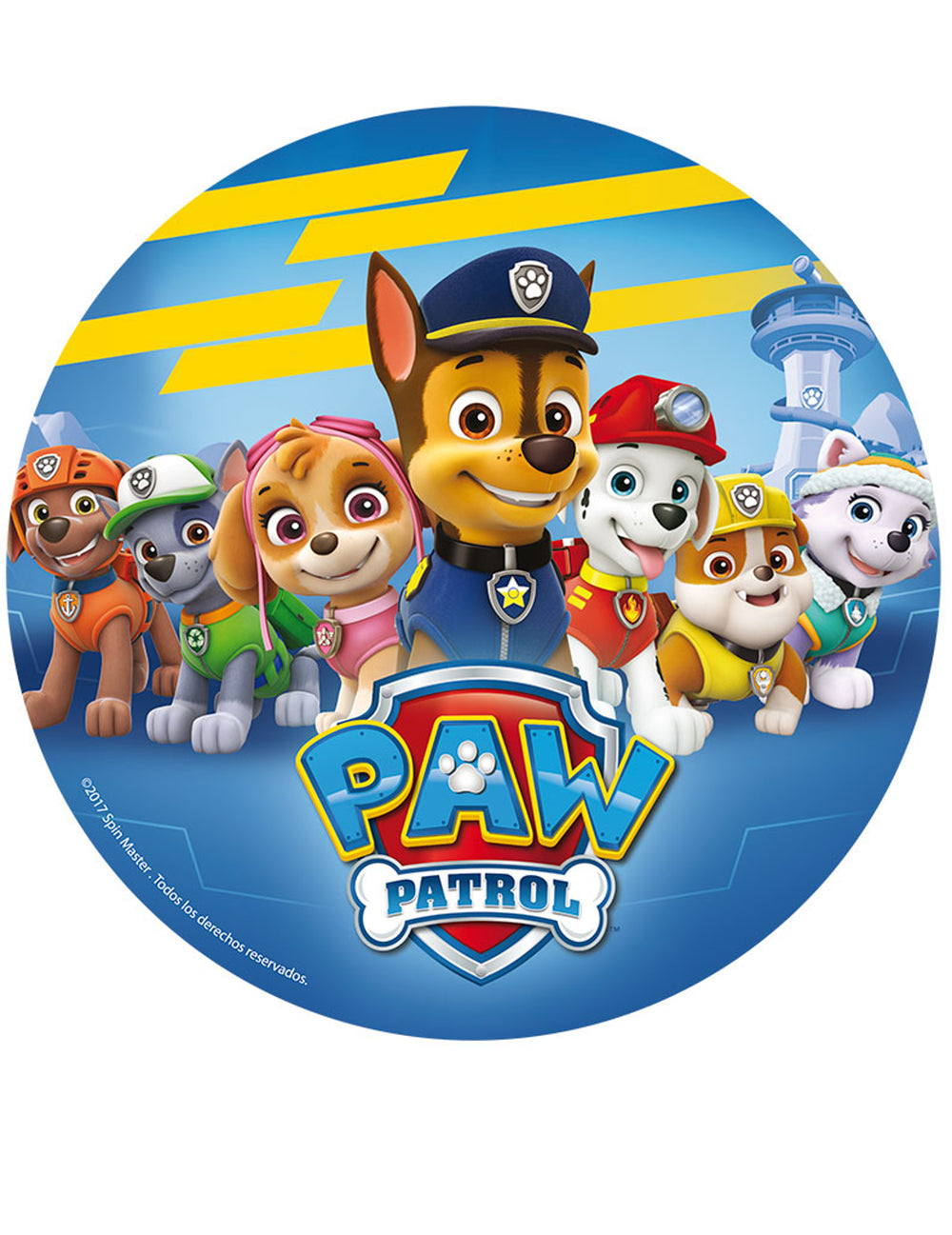 Disque azyme Pat'Patrouille pour enfant bleu avec les personnages principaux