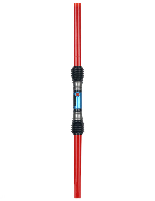 Détail du manche et des doubles lames du double sabre lumineux et sonore pour enfant
