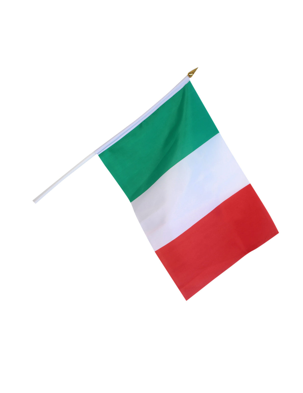 Drapeau italien pour supporter vert blanc rouge avec hampe blanche