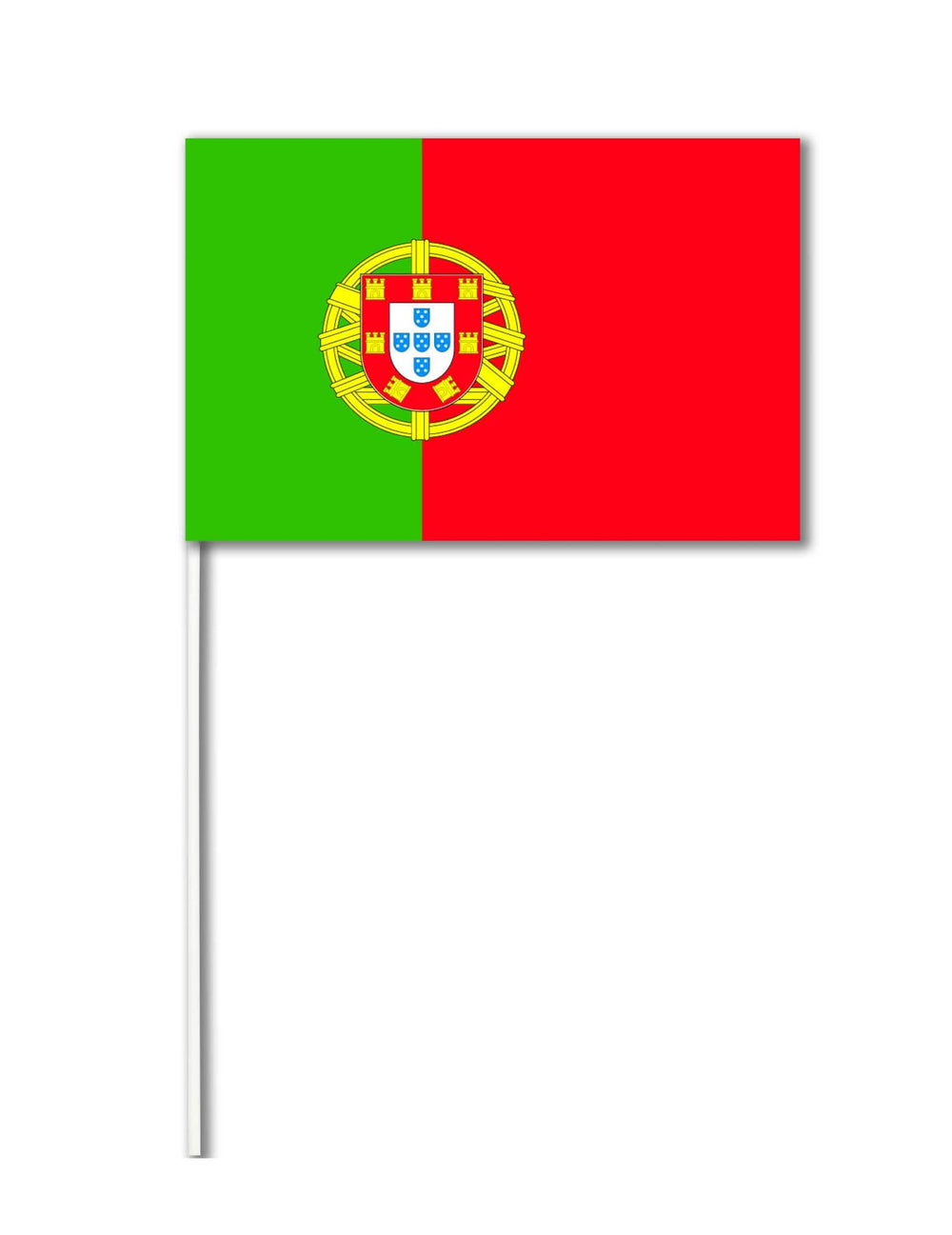 Papirnata zastava portugalska za navijač zelen in rdeča na palici