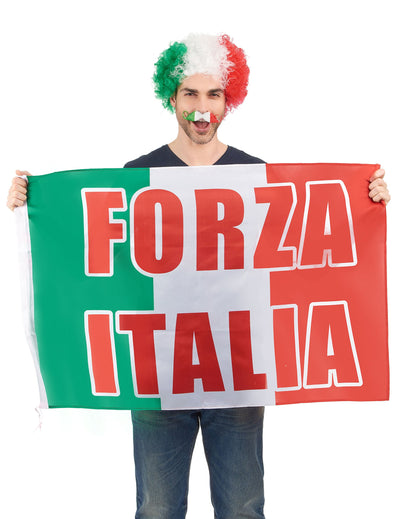 Drapeau supporter italien Forza Italia pour adulte vert blanc et rouge