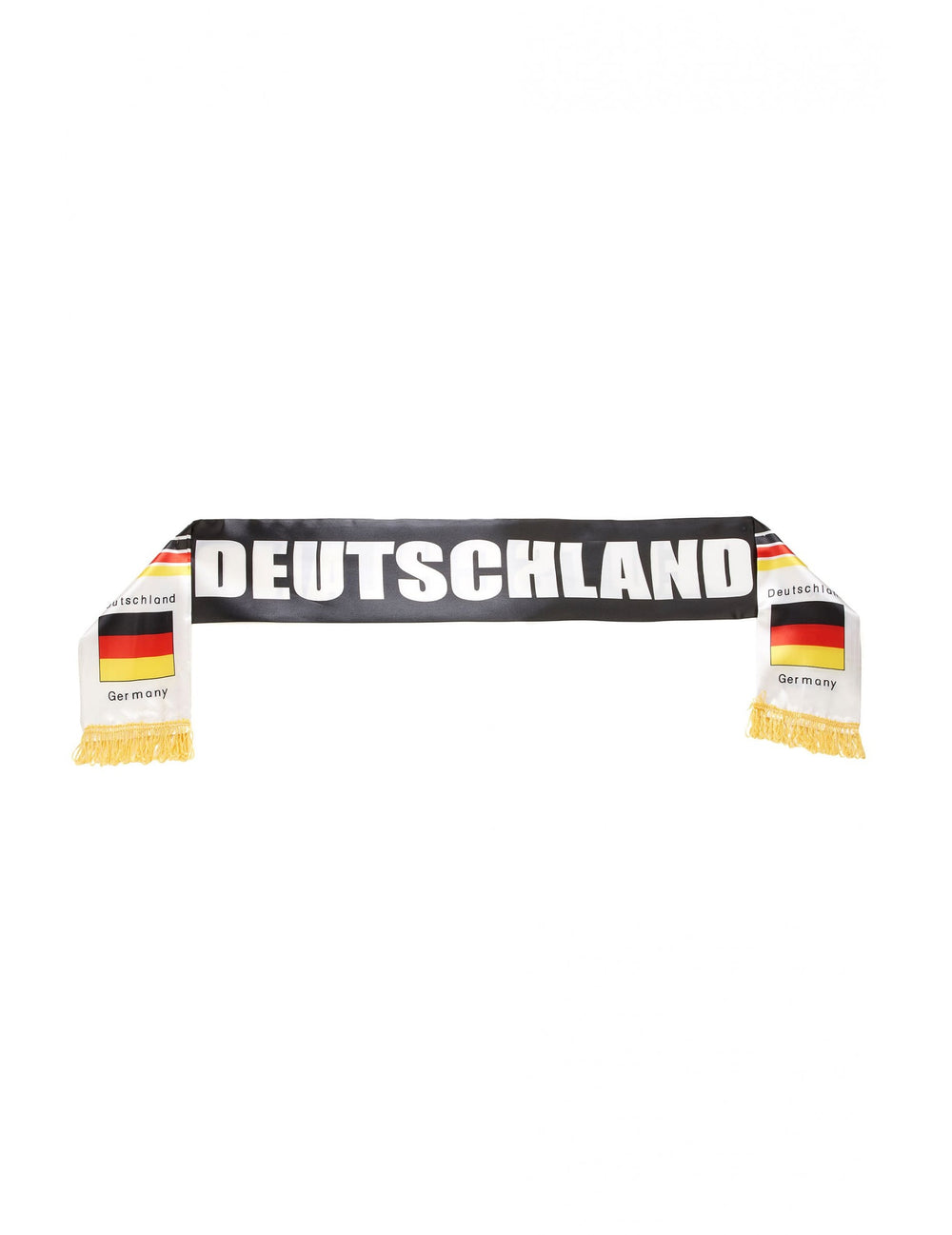Echarpe Allemagne pour adulte noir avec inscription Deutschland et franges jaunes