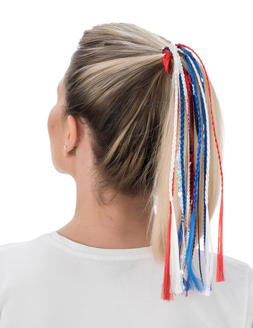 Elastique avec nattes et sequins supporter France