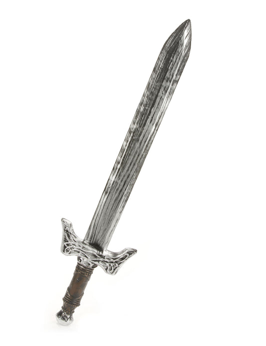 Épée de chevalier en plastique argentée et marron
