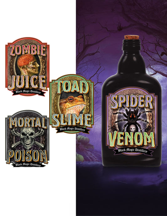 Étiquette de poison Halloween pour décoration lot de 4 modèles assortis