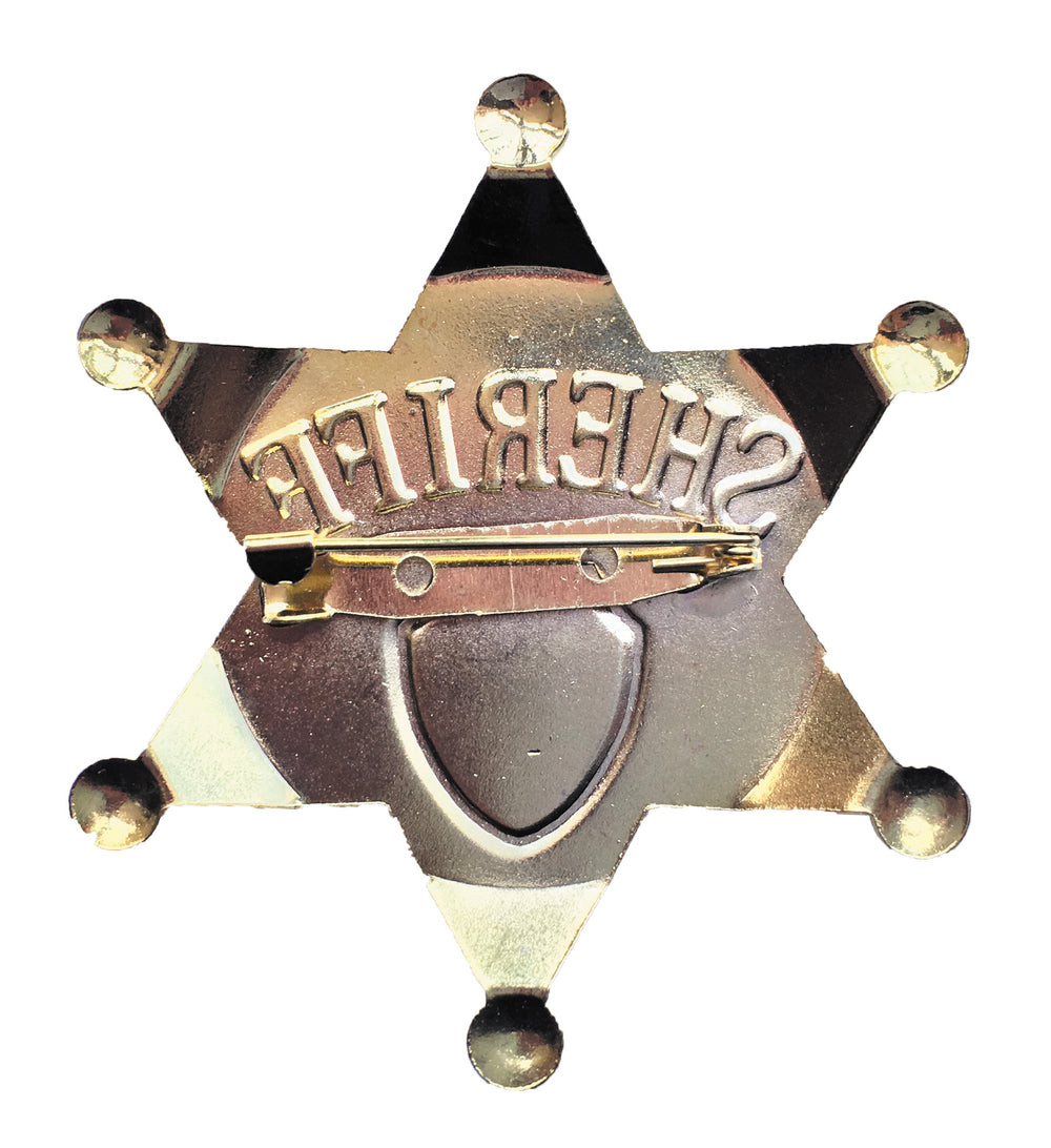 Détail du système d'attache de l'étoile de shériff pour déguisement