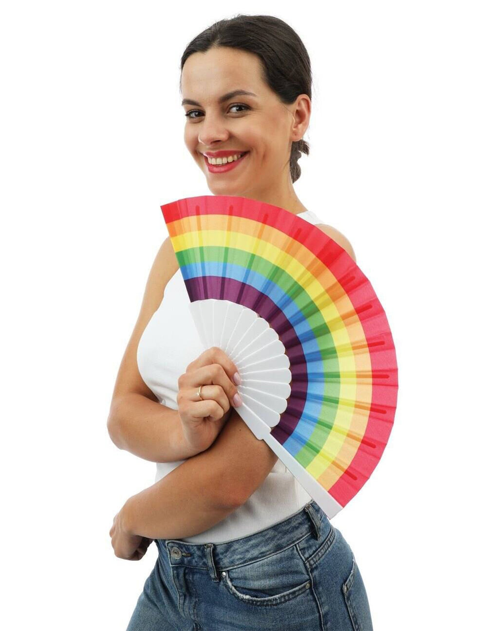 Eventail arc en ciel pour femme multicolore