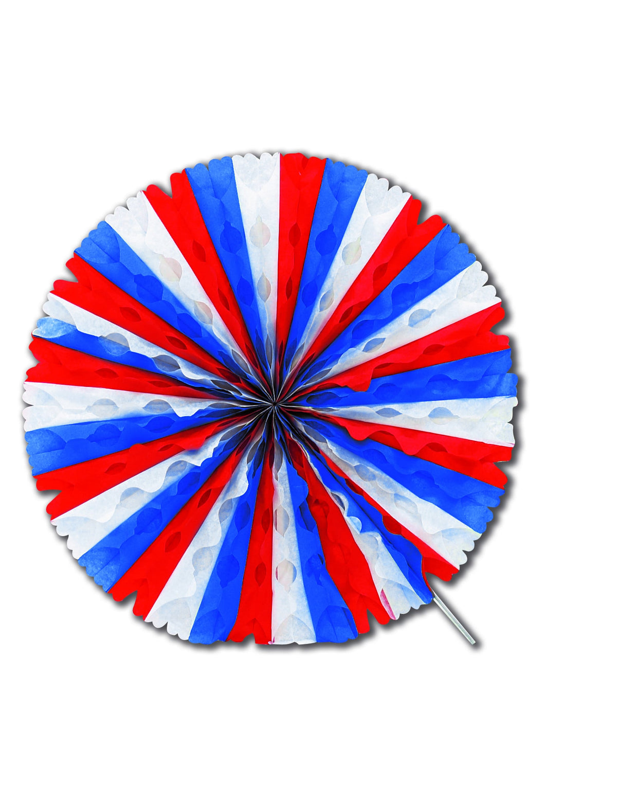 Rosace éventail en papier tricolore bleu blanc rouge