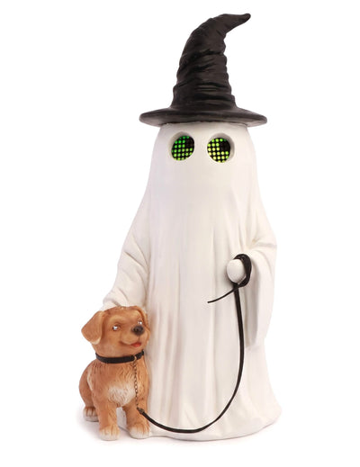 Okrasni duh Summerween iz smole s špičastim pasjim klobukom in animiranimi LED-očmi 23,5 x 20 x 45,5 cm