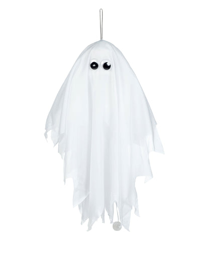 Fantôme tremblant à suspendre pour décoration d'Halloween blanc animé et musical