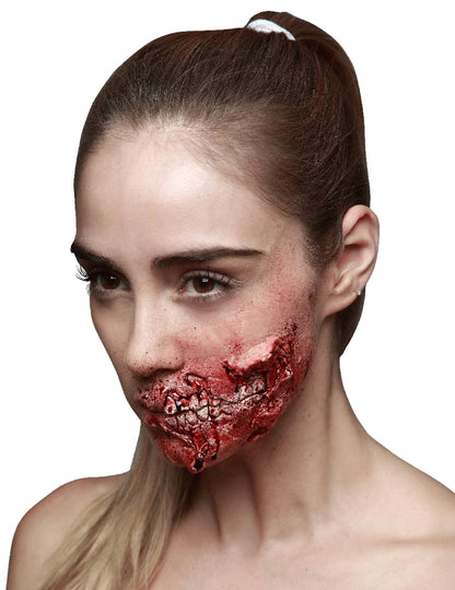 Fausse blessure dents apparentes pour adulte Halloween rouge et ensanglantée