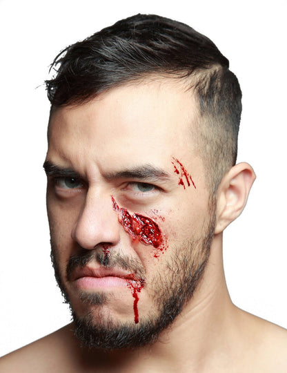 Lažna poškodba potlačene ličnice za odrasle v rdeči in krvavi barvi