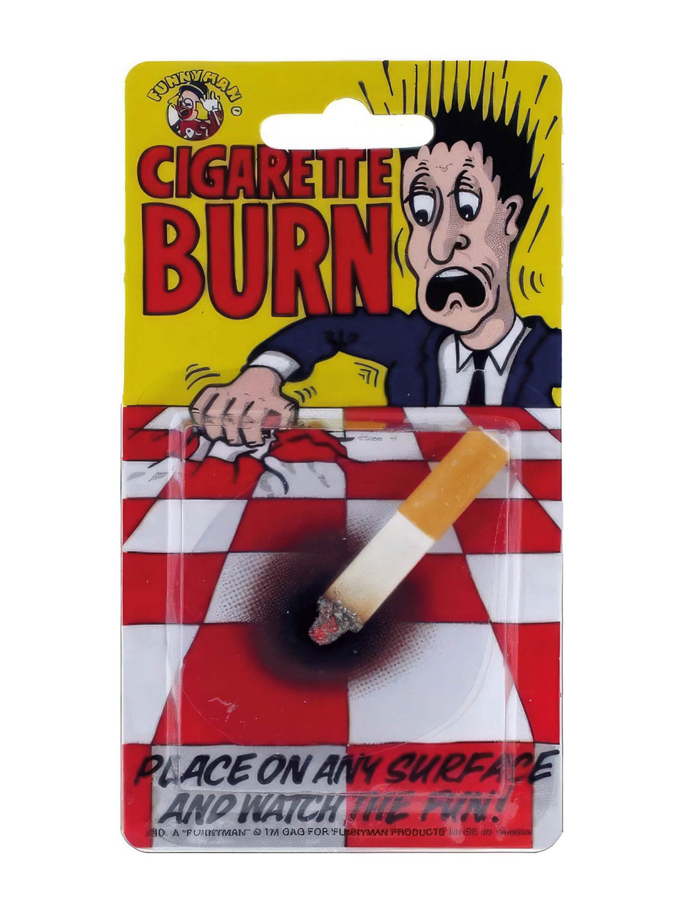 Fausse cigarette farces et attrapes pour adulte orange et blanc avec marque de brûlure réaliste