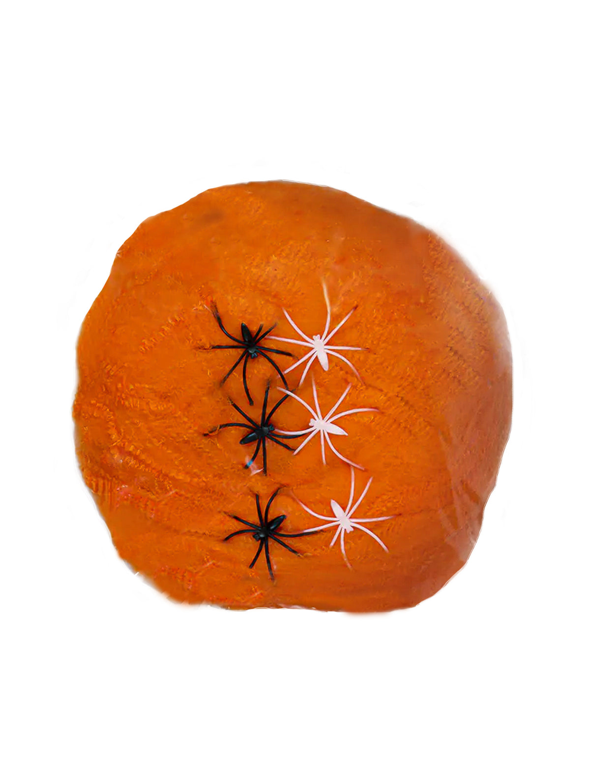 Fausse toile d'araignée Halloween pour décoration orange avec araignées noires et blanches