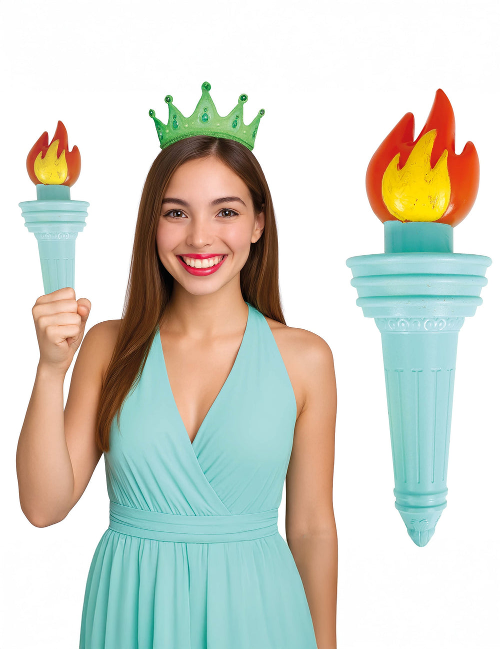 Fausse torche Statue de la Liberté pour adulte bleu turquoise et orange