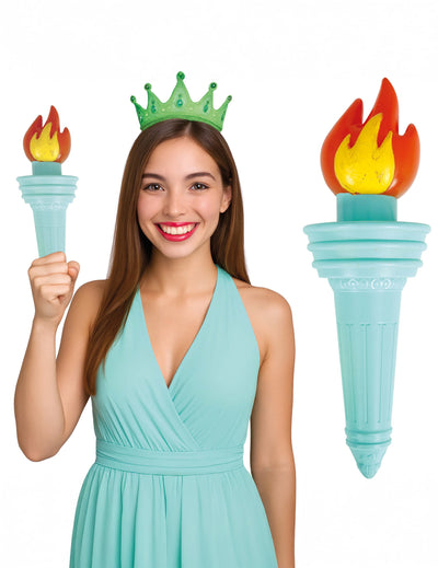 Fausse torche Statue de la Liberté pour adulte bleu turquoise et orange