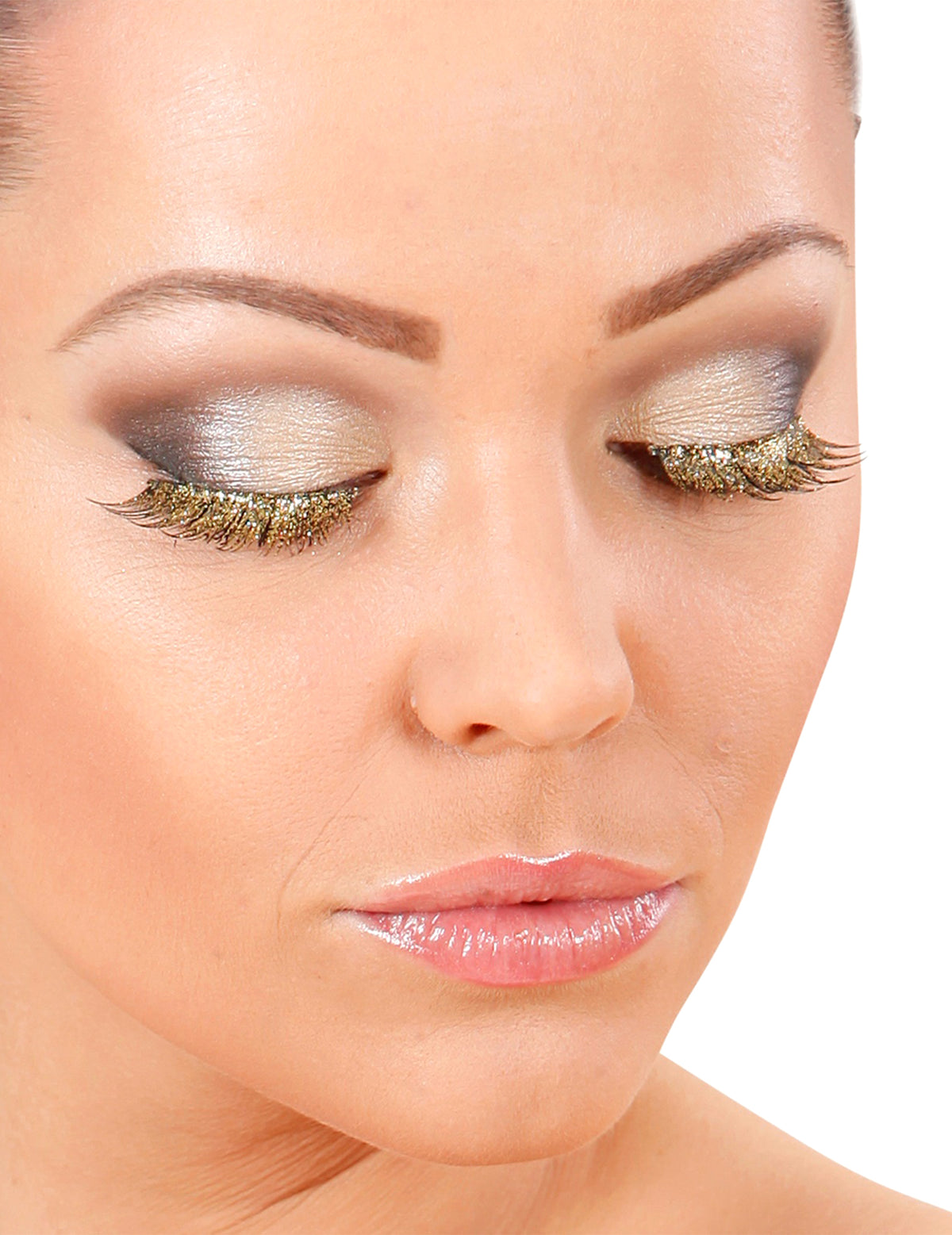 Faux cils à paillettes dorées adulte