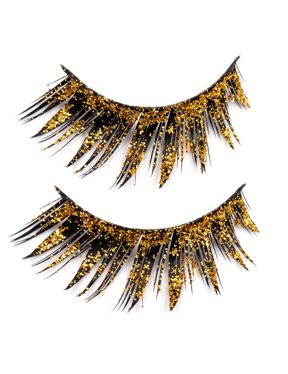 Faux cils à paillettes dorées adulte