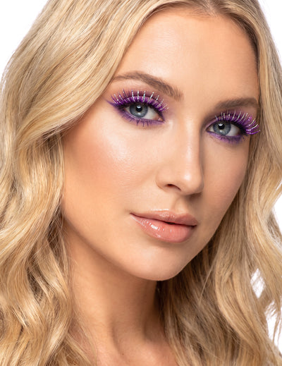 Faux cils brillants violets adulte