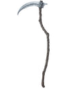 Faux de faucheuse luxe pour adulte grise avec manche aspect bois et crâne
